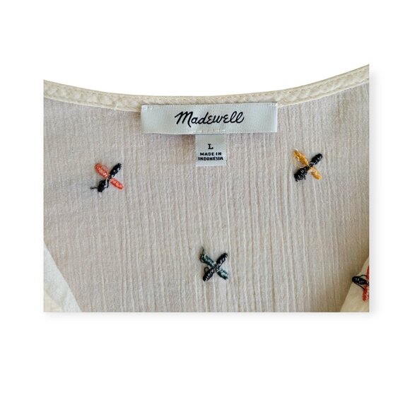 Madewell Embroidered Cotton Blouse Large - Picture 8 of 14
